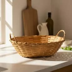 Cesta Oval de Bambu duas alças 23cm