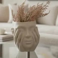 Vaso Face moderno luxo Decorativo em polímero reforçado  Ideal para Sala Escritório e Jardim