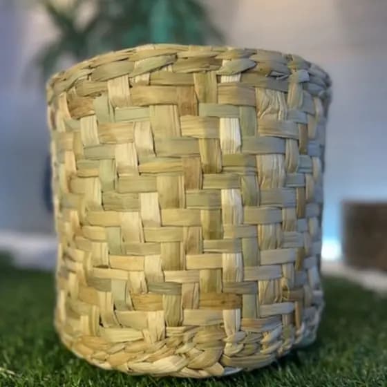 Vaso Cachepot N3 em Palha de Taboa Aberta para Decoração e Plantas Artesana