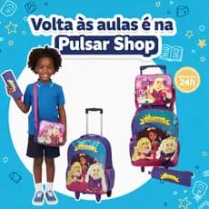 Mochila + Lancheira + Estojo de Lápis Infantil Escolar Princesas com rodas Menina