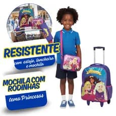 Kit mochila escolar Princesas com lancheira e Estojo - com Rodinhas - Menina-Feminino