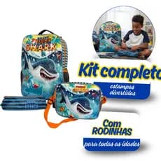 Mochila Escolar Dinossauro Rex + Lancheira + Estojo Menino e Menina Impermeável de Carrinho