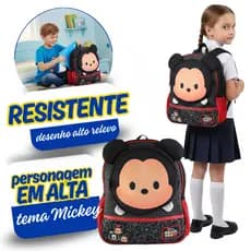 Mochila Escolar Infantil Mickey Criança Menino Menina Disney Material Resistente Volta as Aulas
