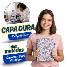 CADERNO ESCOLAR 10 MATÉRIAS ENSINO MÉDIO FACULDADE FEMININO CAPA DURA 160 PAGINAS