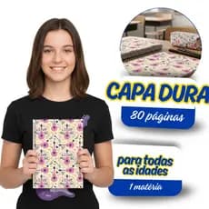 CADERNO ESCOLAR ROSA CAPA DURA 1 MATÉRIA 80 PÁGINAS LOVE MUSIC