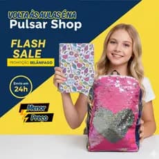 MOCHILA DE LANTEJOULAS CORAÇÃO + 01 CADERNOS 10 MATÉRIAS 160 PÁGINAS MENINAS ESCOLA PROMOÇÃO