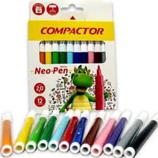 Kit Canetinha 12 Cores Compactor Neo-pen Gigante Ponta 2mm