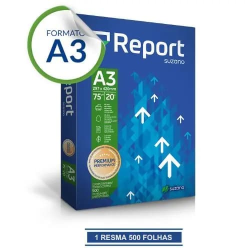 Papel Sulfite A3 Branco Alcalino 500 Folhas 75g/m² - Report