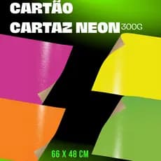 Papel Cartão Neon 300g 48x66 cm – Brilho Intenso – Pacote com 4 Folhas