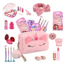 Kit Maquiagem Infantil Maleta Menina Criança Com Batom Sombra Pincel E Brilho Estojo Bolsinha