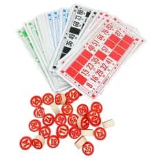 Jogo De Bingo com 90 Pedras Em Madeira 48 Cartelas numeradas