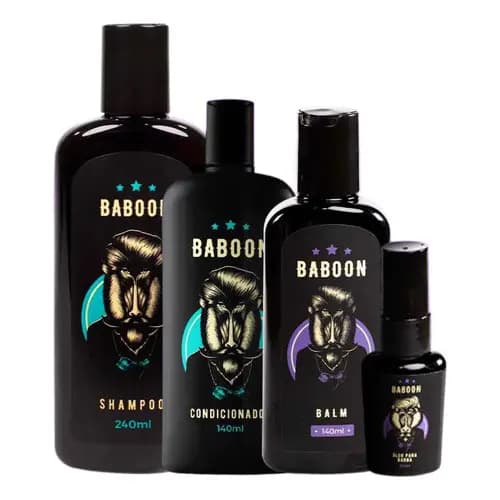 Kit Baboon Completo Barba  Shampoo Condicionador Balm Oleo