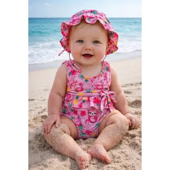 Maiô Bella + Chapeuzinho Bebê Estampado