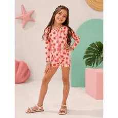 Roupa de Banho Infantil Menina Macaquinho UV Manga Longa – 2 a 10 Anos