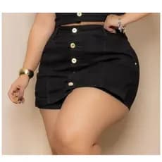 Short Saia Jeans Plus Size Feminino de botoes com lycra roupas femininas