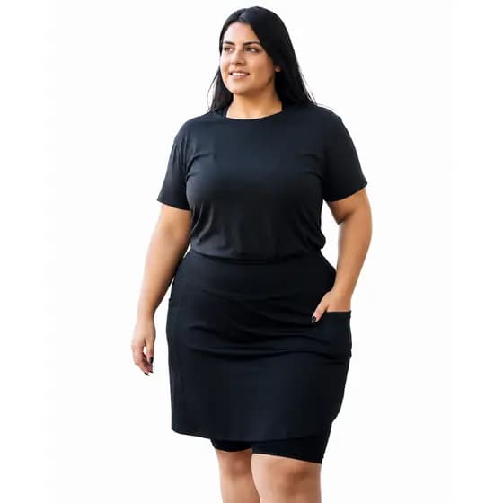Short Saia De Academia Plus Size Evangelico Feminino Midi fitness saia com short por baixo suplex sem transparencia