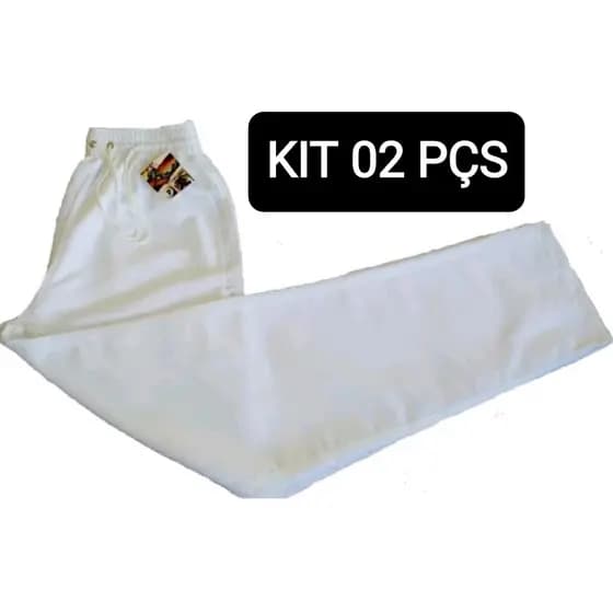 kit 2 calças brancas para uniforme tactel com costura tripla reforçada
