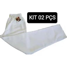 kit 2 calças brancas para uniforme tactel com costura tripla reforçada