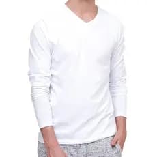 Blusa manga comprida decote em V malha algodão