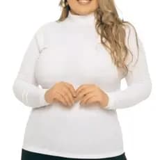Blusa Manga Longa Plus Size Blusa Gola Alta Cacharrel Feminino Segunda Pele Do G1 ao G3 Branco