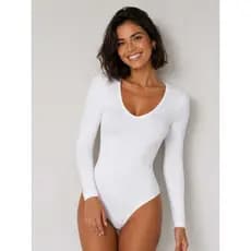 Bory Body Decote V com Feixe Termico Elegante Sensual - Marrom