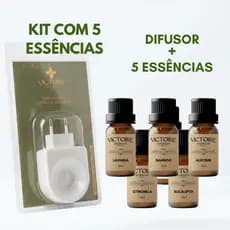 KIT 1 DIFUSOR ELÉTRICO PORCELANA + 5 ESSÊNCIAS