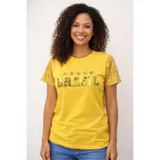 Blusa Do Brasil Feminina Manga Paete Blusa Brasil Diferenciada
