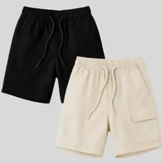 Bermuda Infantil Menino Preto e Bege Short Infantil Preto Bege Bermuda Cargo Sarja Infantil