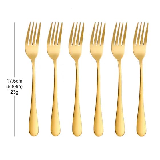 Conjunto De Garfo De Sobremesa Dourado , 6 Peças , Aço Inoxidável , Frutas , Sorvete , Bolo , Chá , Para Casa Festa , Es
