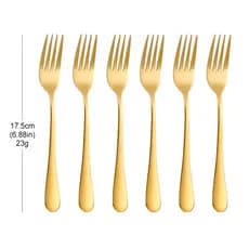 Conjunto De Garfo De Sobremesa Dourado , 6 Peças , Aço Inoxidável , Frutas , Sorvete , Bolo , Chá , Para Casa Festa , Es