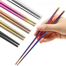 Estoque Pronto 2 Pares De Pauzinhos De Aço Inoxidável 304 Coreia Vende Bem Conjunto Titânio Ouro Prata Coloridos