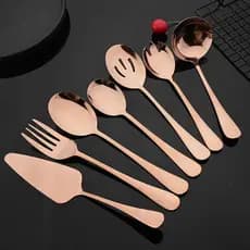 Conjunto De Talheres De Ouro Rosa , Aço Inoxidável , Garfo , Colher , Bolo , Pá , Cozinha , Jantar ,