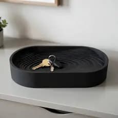 Bandeja Porta Chaves Preta Organizador Mesa Moderno