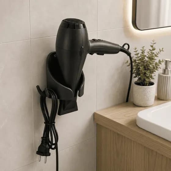 Suporte para Parede Secador de Cabelo de Parede Banheiro Organizado Salão de Beleza Com Parafusos