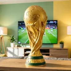 Taça Copa Do Mundo 2026 23cm Decorativa Dourada Presente Futebol Colecionável