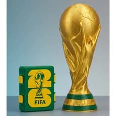 Kit Copa 2026: Taça 23cm + Porta Figurinhas (+200 Figurinhas) - Hexa da Seleção Brasileira Presente