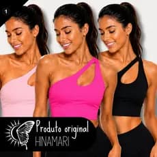 KIT 3 Top de Academia Top um Ombro Só com Bojo Removível Top Gota Fitness Suplex
