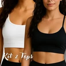 Kit 2 Top Academia Feminino Treino Com Bojo Removível Top Fitness Alça Fina Suplex