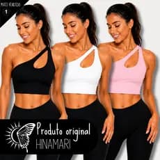 KIT 3 Top de Academia Top um Ombro Só com Bojo Removível Top Gota Fitness Suplex