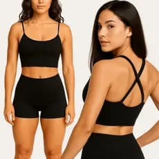 Conjunto de Academia Feminina Short e Top Alça Cruzada Conjunto Fitness Suplex Short de Academia Top Academia
