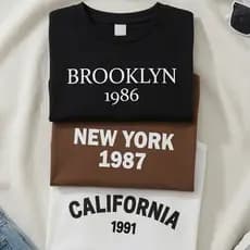 Kit 3 Blusas Femininas Estampadas Cidades New York Brooklyn California Casual Confortável Dia a Dia!