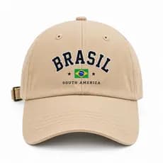Bone Brasil Bege Aba Curva para copa  Estampado Casual Regulável Unissex Estilo Esportivo Dia a Dia Promoção!