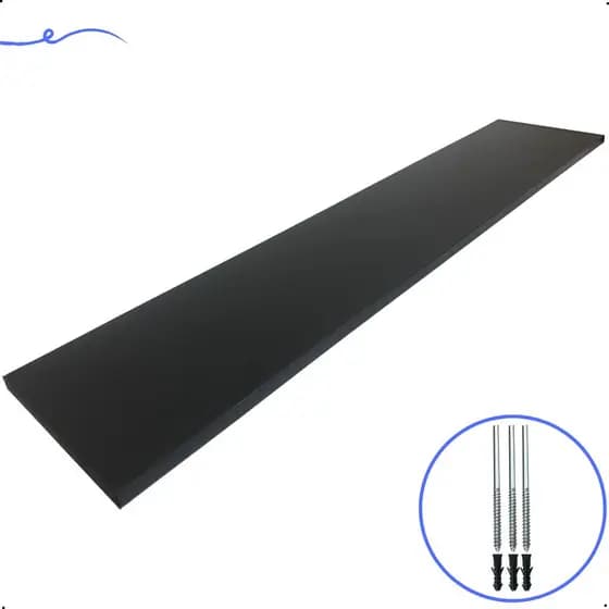 1 Prateleira Preta 100X20 Com Suporte Flutuante Mdf  Organizadora Decoração Cozinha Quarto Banheiro