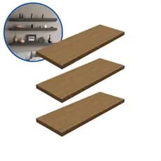 Kit 3 Prateleira Freijó 40X15 + Suporte Flutuante Mdf  Organizadora Decoração Cozinha Banheiro Sala