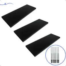 Kit 3 Prateleira Preta 40X15 + Suporte Flutuante Mdf  Organizadora Decoração Cozinha Banheiro Sala