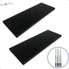 Kit 2 Prateleira Preta 40X15 + Suporte Flutuante Mdf  Organizadora Decoração Cozinha Banheiro Sala