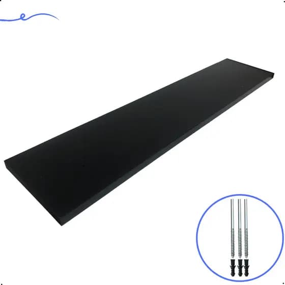 1 Prateleira Preta 70X15 Com Suporte Flutuante Mdf  Organizadora Decoração Cozinha Quarto Banheiro