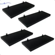 Kit 4 Prateleira Preta 25X10 + Suporte Flutuante Mdf  Organizadora Decoração Cozinha Banheiro Sala