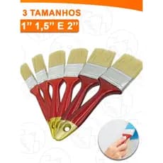 Kit 3 a 6 Pincéis Trincha Pintura Parede Para Construção Multiuso Tamanhos Variados Kolling Sell