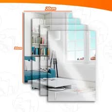4x Espelho Placa 30x20cm Adesivo Acrílico Boa Nitidez Retangular Decorativo Quarto Sala Banheiro Kolling Sell